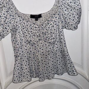 Vibe White and Blue Floral Women's Top